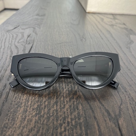 YSL Women's Cat Eye Sunglasses Black and Gold Monogram 53mm - Picture 8 of 12